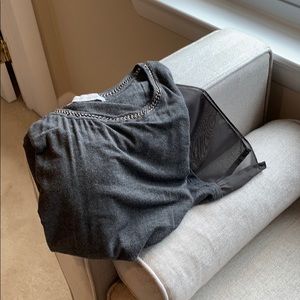 Tunic top with chain trim and chiffon bottom